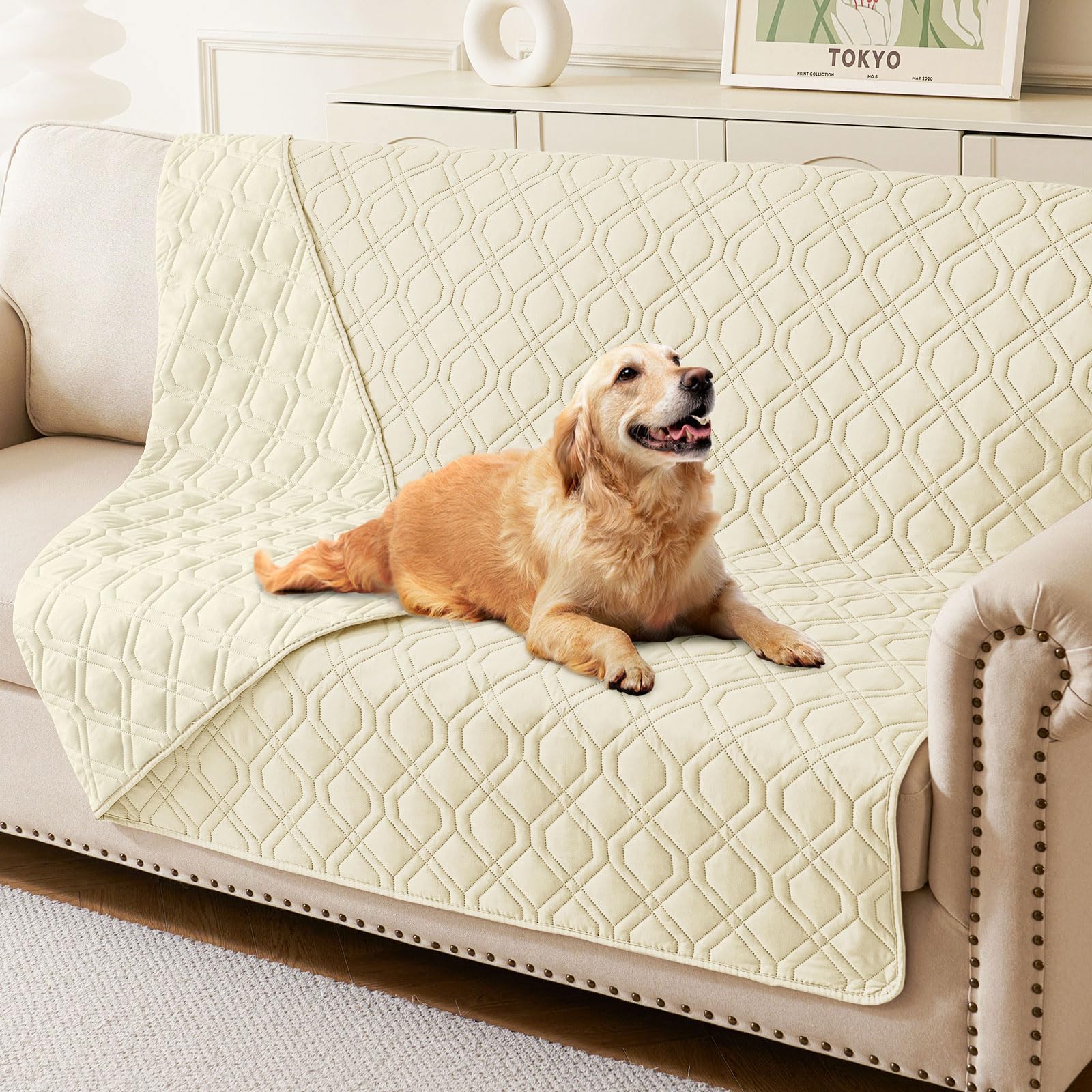 hyha Waterproof Reversible Dog Blanket, Soft Couch Cover for Dogs Washable — 30x53 Inch — 52x82 Inch