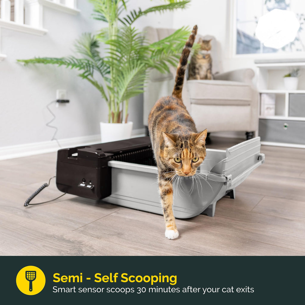 Pet Zone Smart Scoop Semi Automatic Self Cleaning Cat Litter Box, 6 Bags