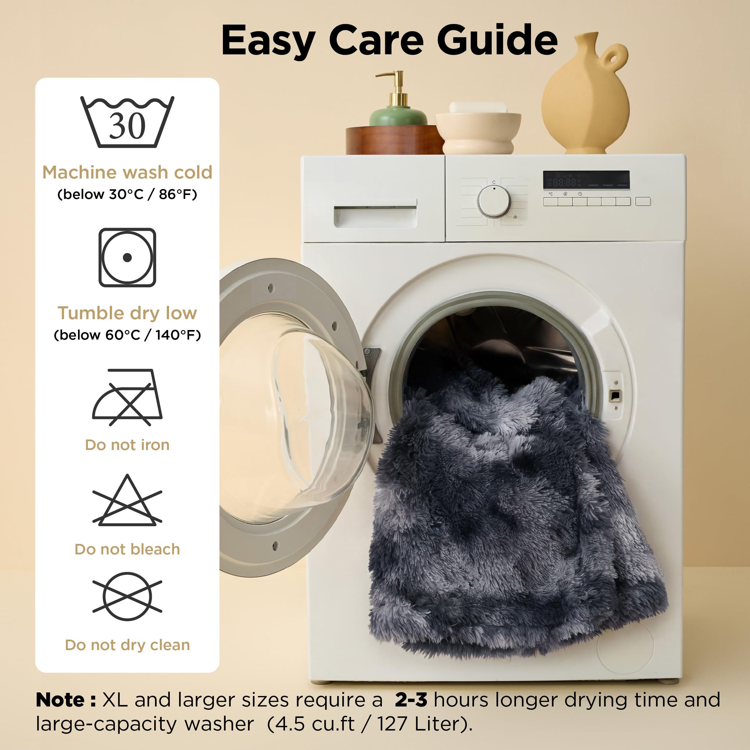 Bedsure Waterproof Dog Blankets for Large Dogs, Fluffy Faux Fur, 60×80"