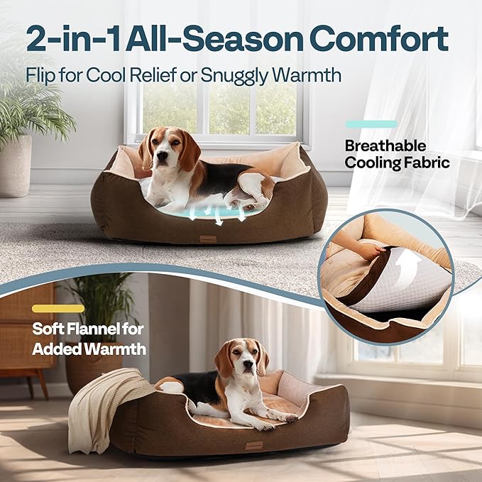 MellowMates Extra Thick Orthopedic Dog Bed for Large Sized Dogs, 36", Brown