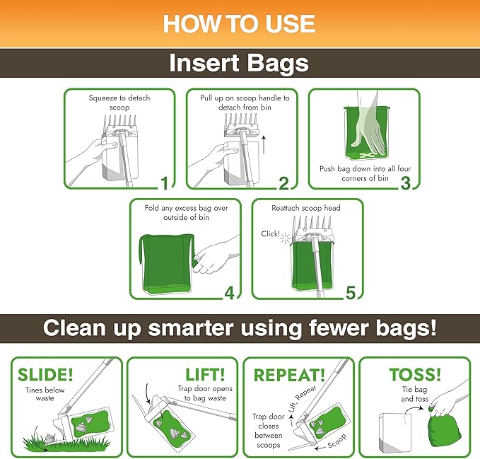 Neater Pet Brands Lift N’ Bag 2.0 Dog Pooper Scooper with Bag Attachment & 22" Pole for Small to Large Dogs, New & Improved Design, 60 Refill Bags, Heavy Duty Dog Poop Scooper for Yard, One-Hand Use