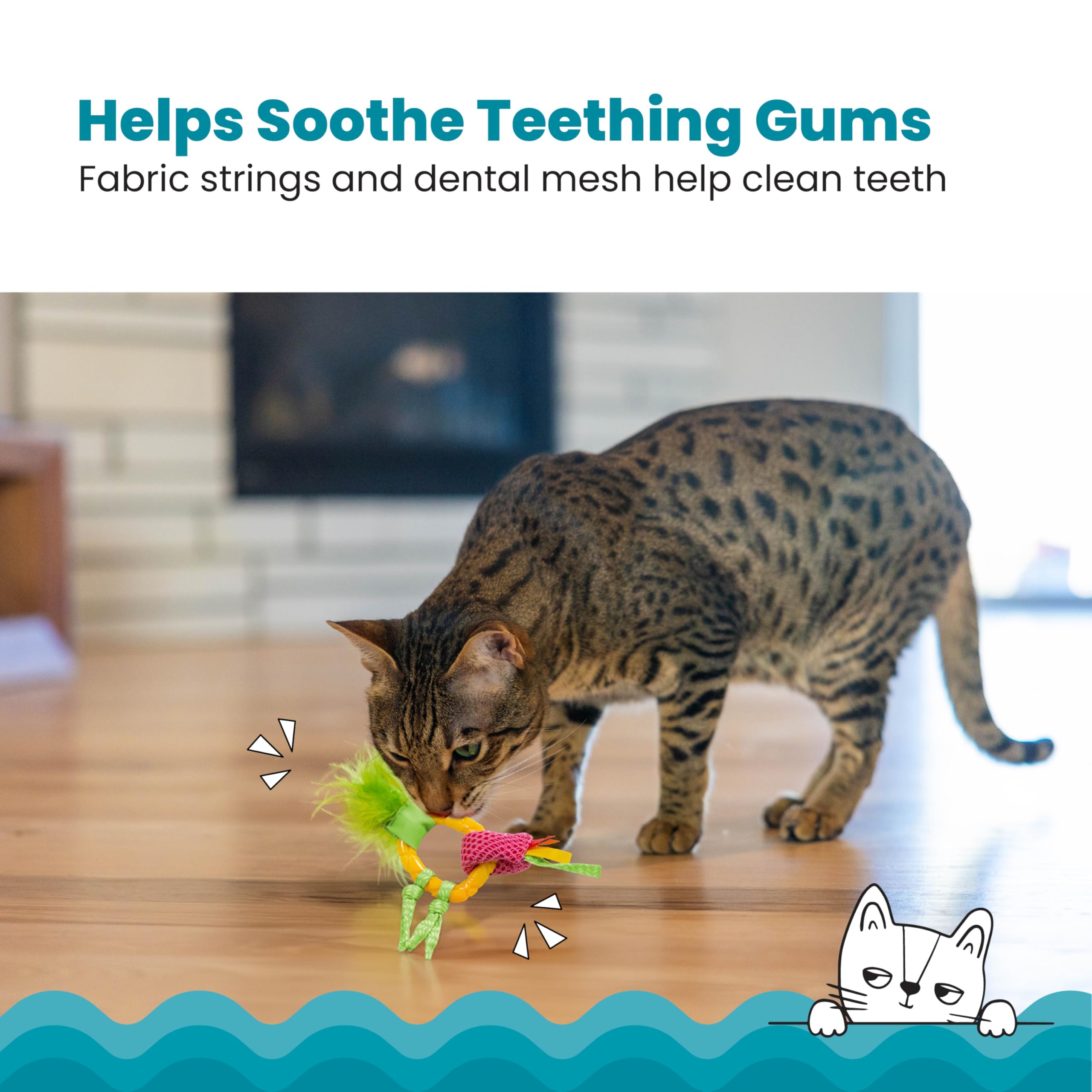 Catstages Dental Pineapple Teether – Chew Toy for Cats and Kittens – Textured Fabric and Mesh – Coated in Catnip Oil – Supports Teething Relief