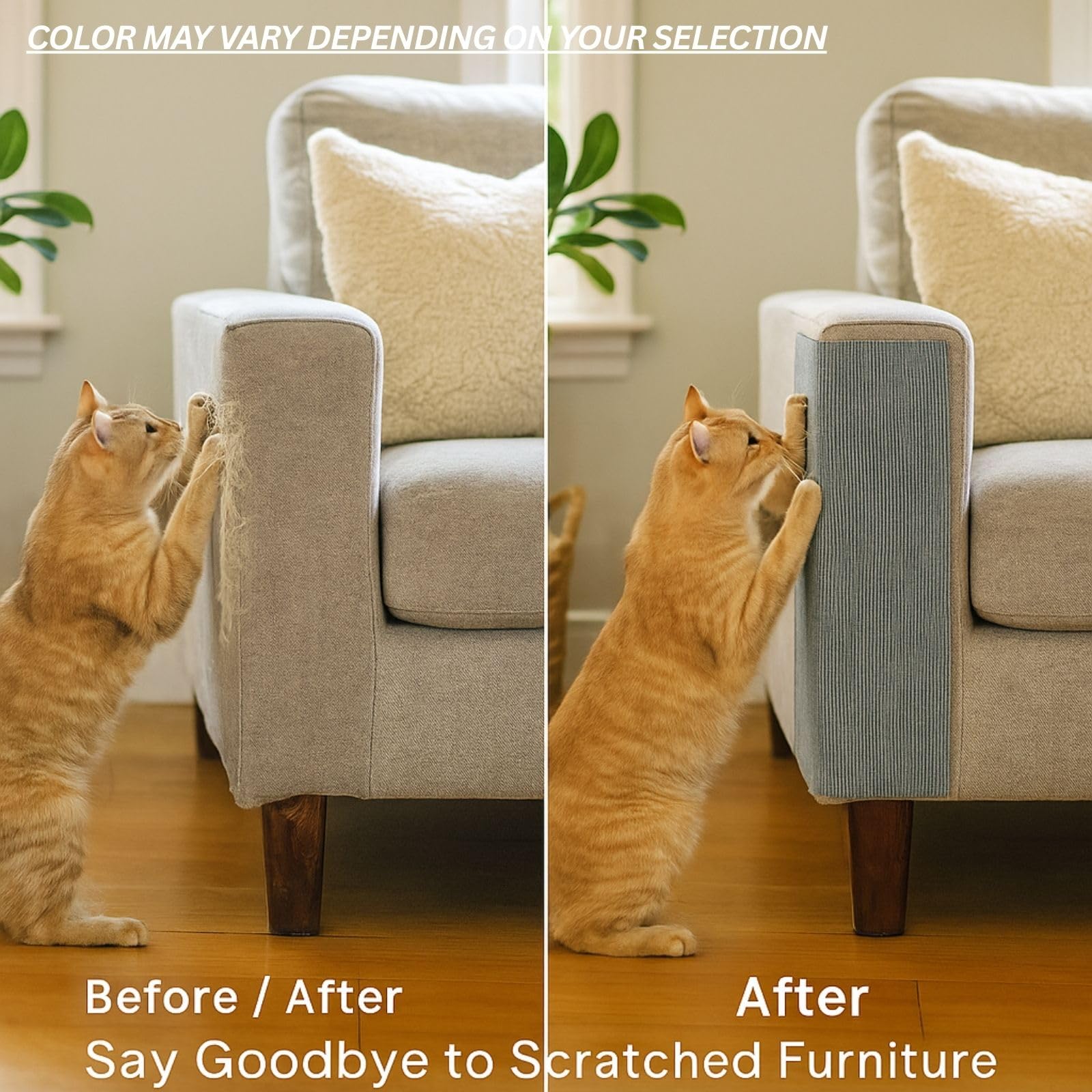 Cat Scratch Mat (3 Pack), 23.6’’ x 11.8’’ Cat Wall Corner Scratcher, Versatile Self-Adhesive Replacement Easy Use for Cat Trees Wall Furniture, Scratching Posts, and Couch Protection (Beige)
