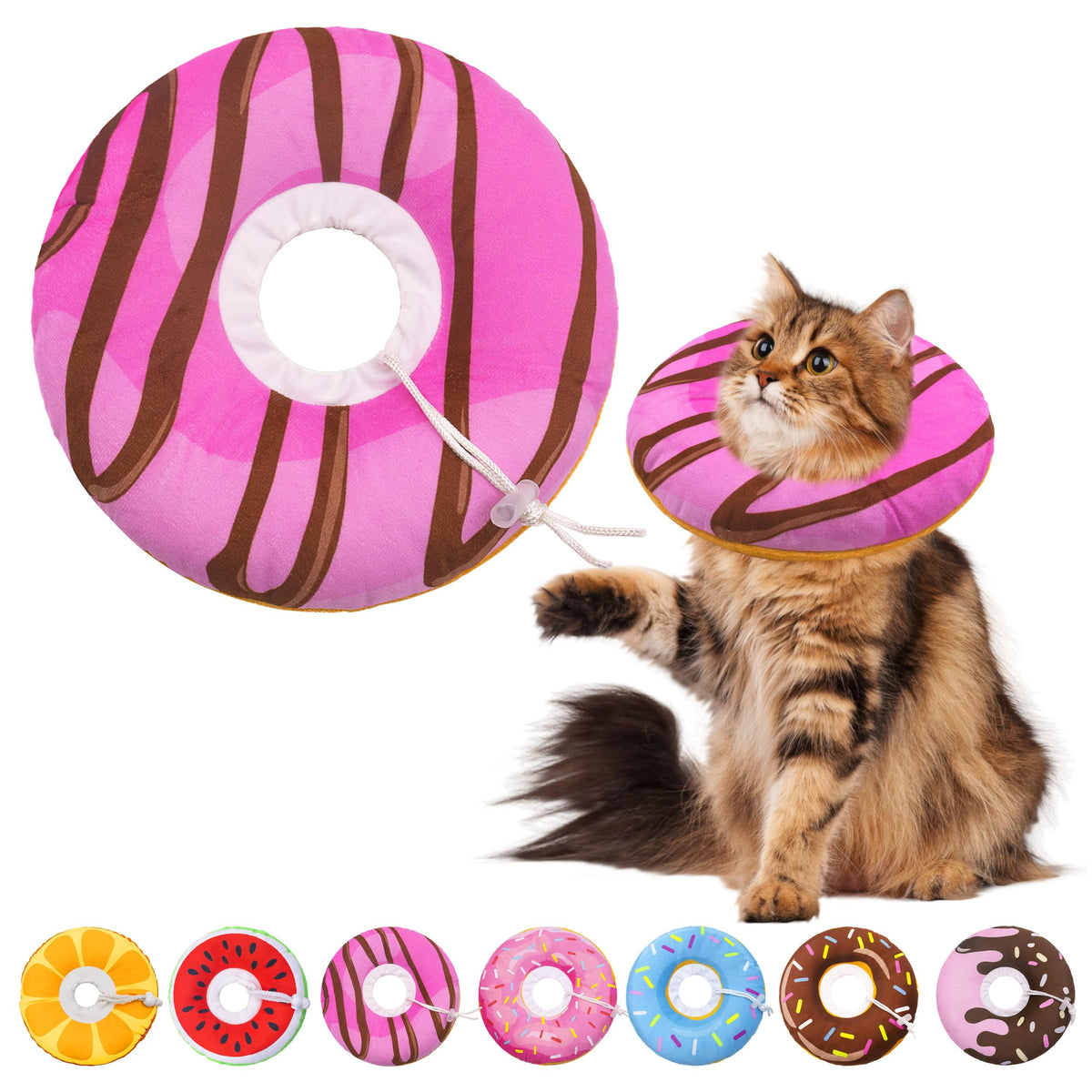 Seyezo Cat Cone Collar Soft, Adjustable Cat Recovery Cone, Orange, Small