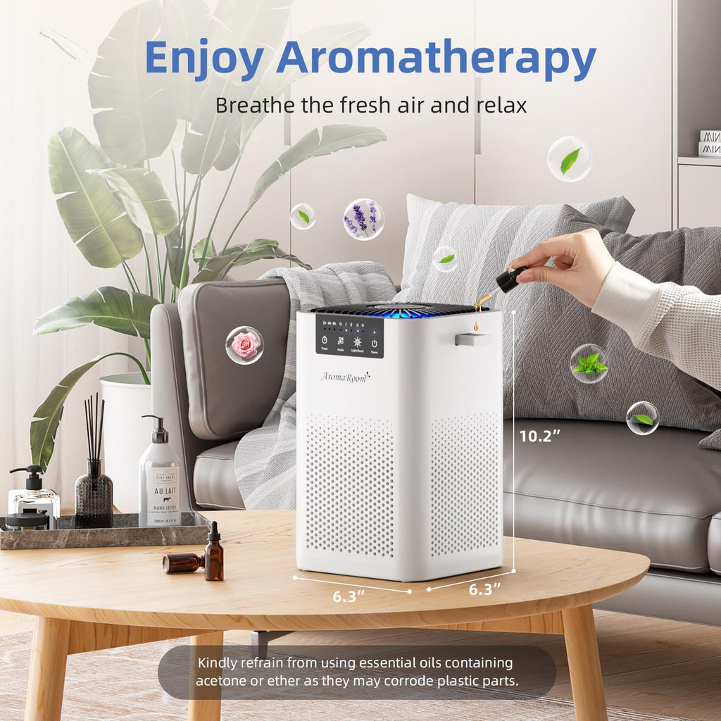 AromaRoom Air Purifiers for Bedroom, AP102-White, 2Packs, Dorm, Apartment