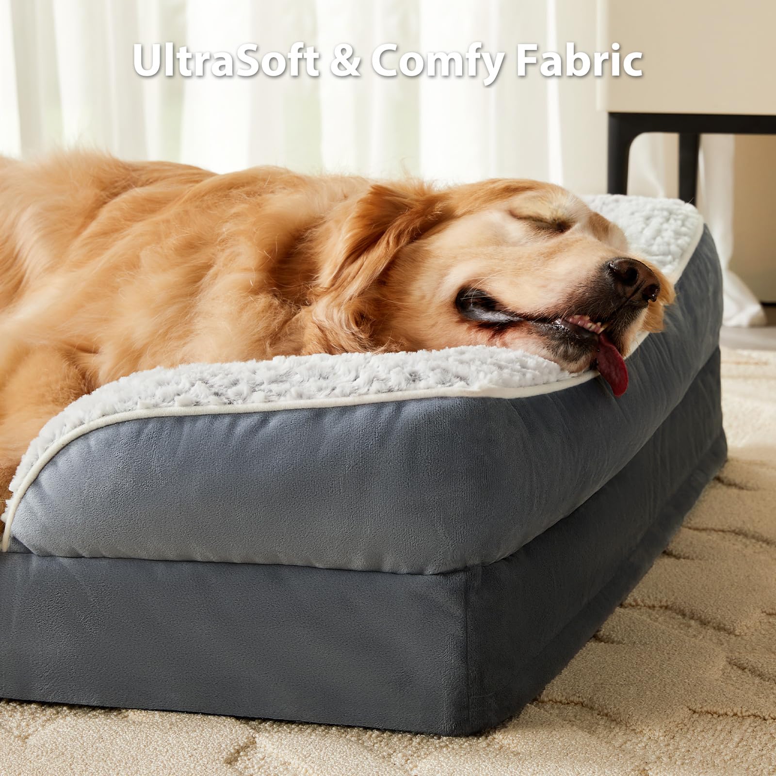 LEXTRO Orthopedic Dog Bed for Medium Dogs, Comfy Sleeping Dog Sofa Bed