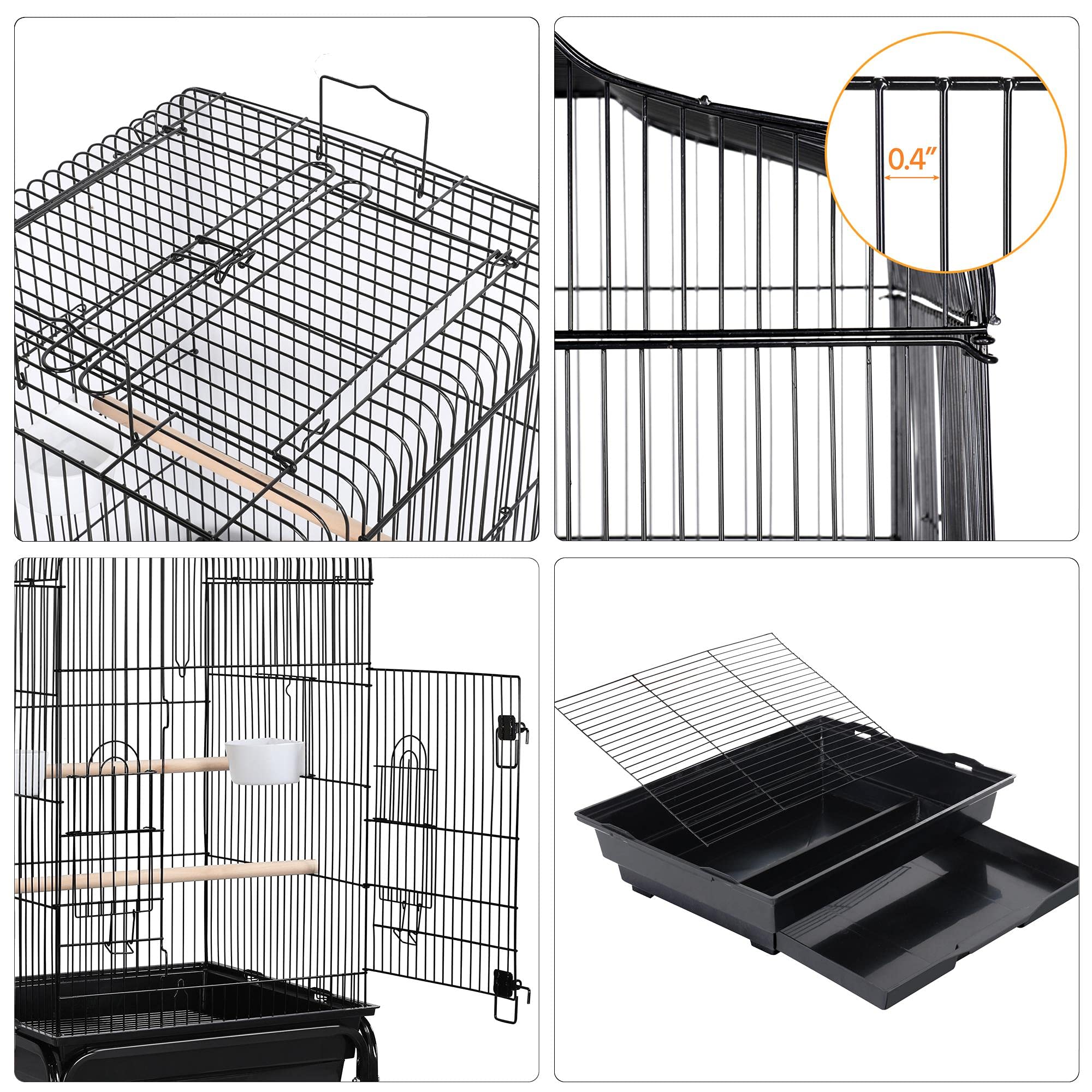 Yaheetech 53.5" Open Top Parrot Bird Cage with Detachable Rolling Stand, Roof Play Flight Cage for Cockatiels, Sun Conures, Green Cheek Conures & Small to Medium Parrots