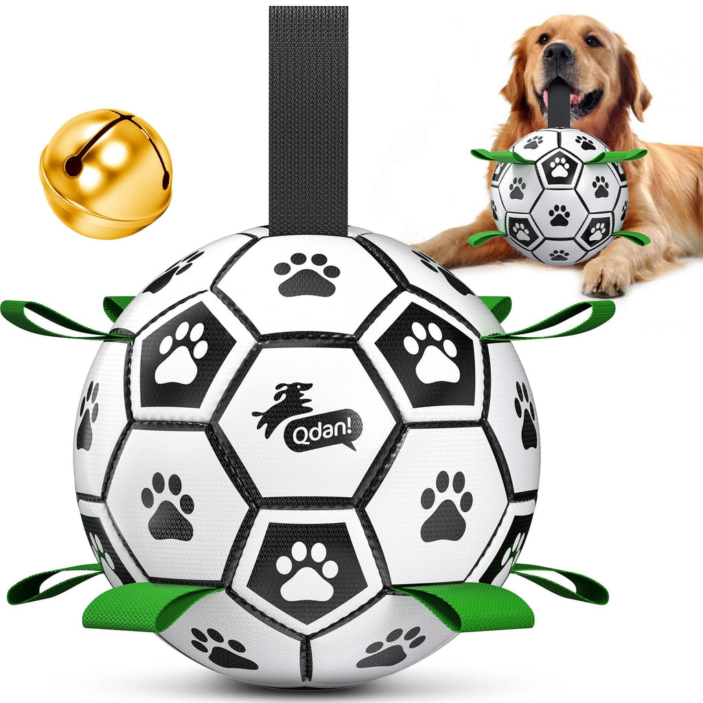 QDAN Dog Soccer Balls Toy with Bell Inside, Squeaky Ball for Large Dogs