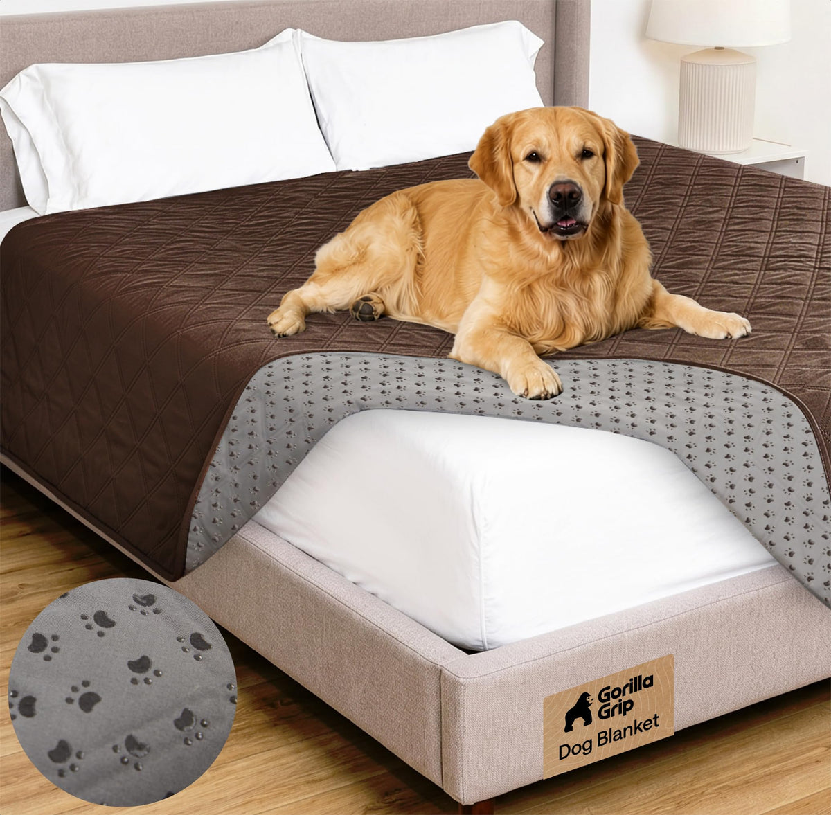 GORILLA GRIP® Waterproof Dog Blanket, Couch Cover for Dogs 82x102 Chocolate