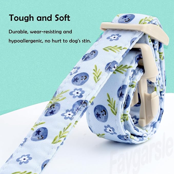 Faygarsle Blueberry Pattern Dog Collar for for Summer Small Medium Large Dogs Light Blue, M