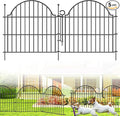 Decorative Metal Garden Fence with Gate Lock 5 Panels, 24in (H) x 10ft (L) No Dig Dog Fence Outdoor for Yard, Temporary Rustproof Metal Wire Rabbit Dog Garden Border Fencing for Patio