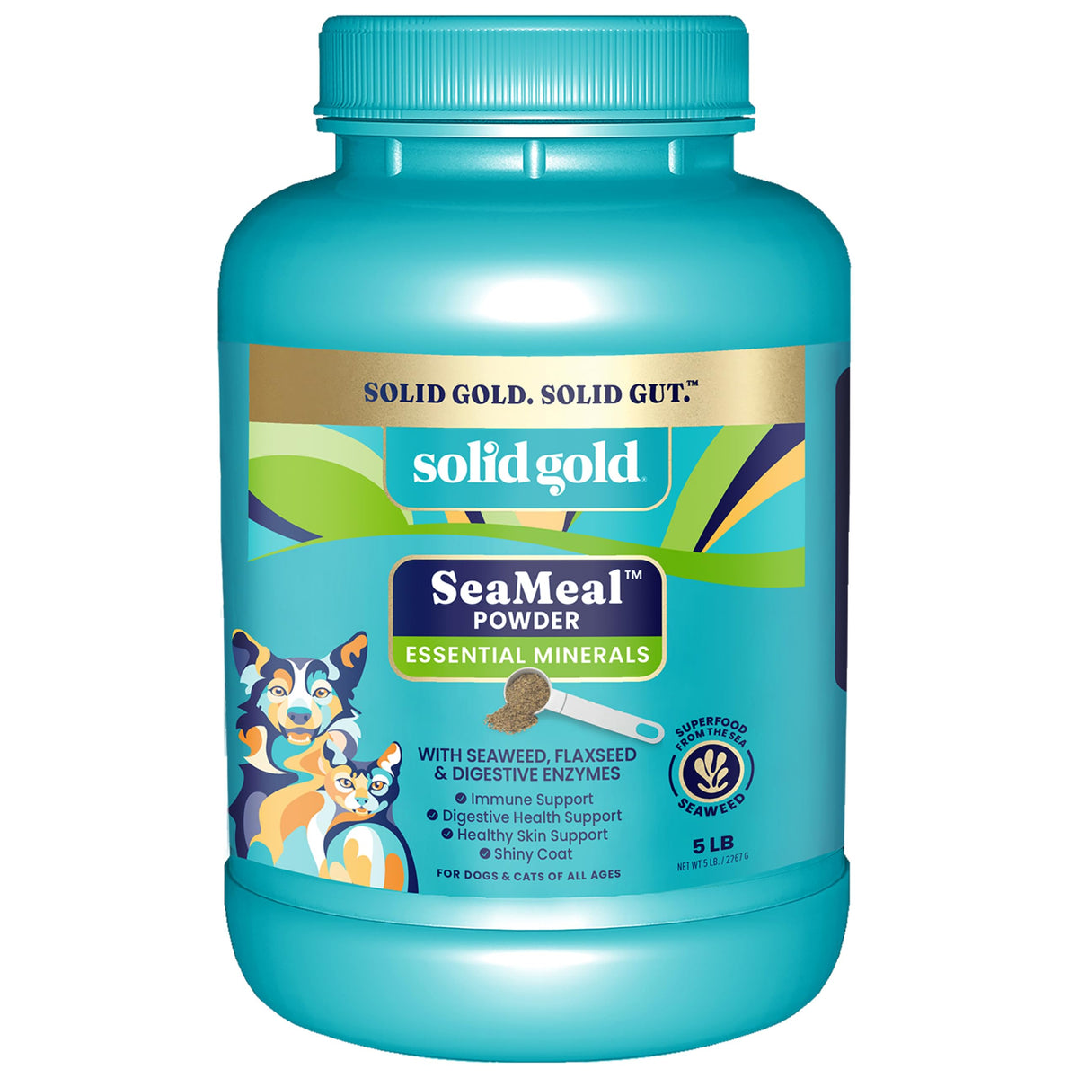 Solid Gold Dog & Cat Multivitamin Powder, Omega 3 & Kelp, Skin & Coat, 5LB