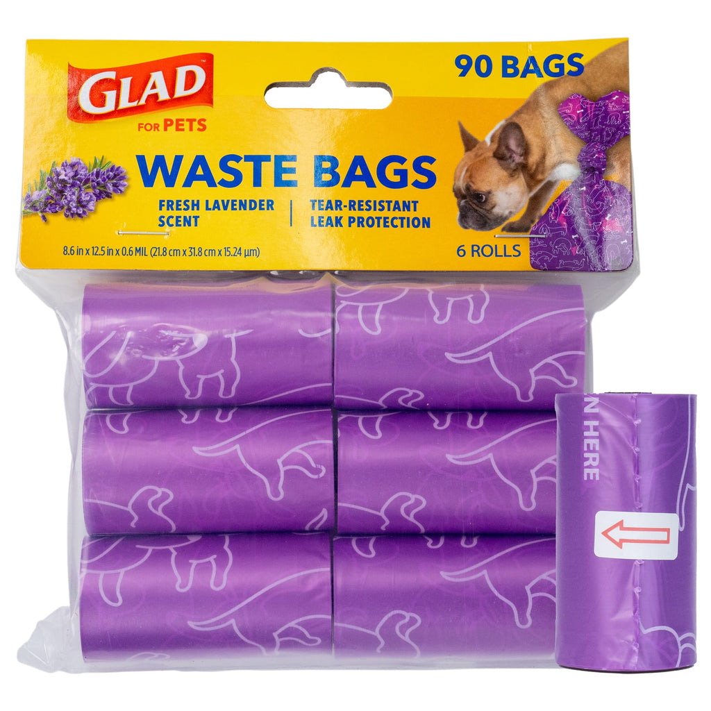 Glad for Pets Scented Dog Waste Bags, Lavender Scent, Purple, 90 Count