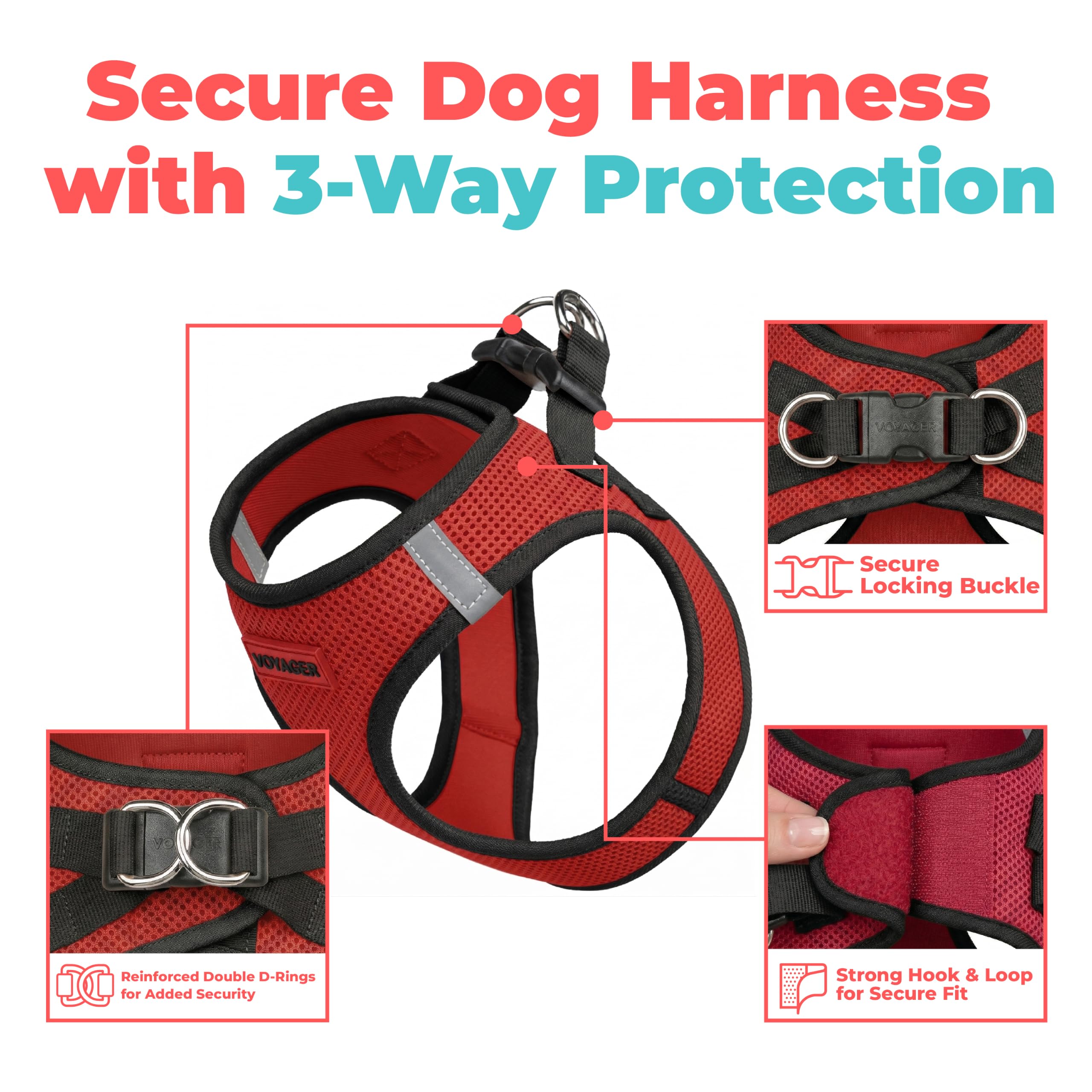 Voyager Step-in Air Dog Vest Harness - Red/Black Trim, Large