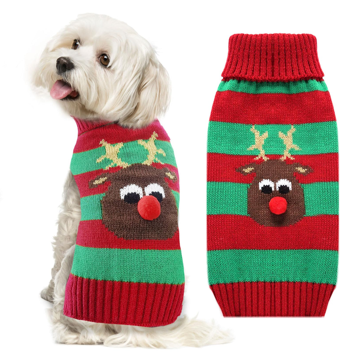 DOGGYZSTYLE Dog Christmas Sweater Xmas Pet Clothes Cute Striped Gingerbread Man Costume Holiday Puppy Cat Jumpers Outfits New Year Gifts for Small Medium Large Dogs(Red Gingerbread Man,XXS)