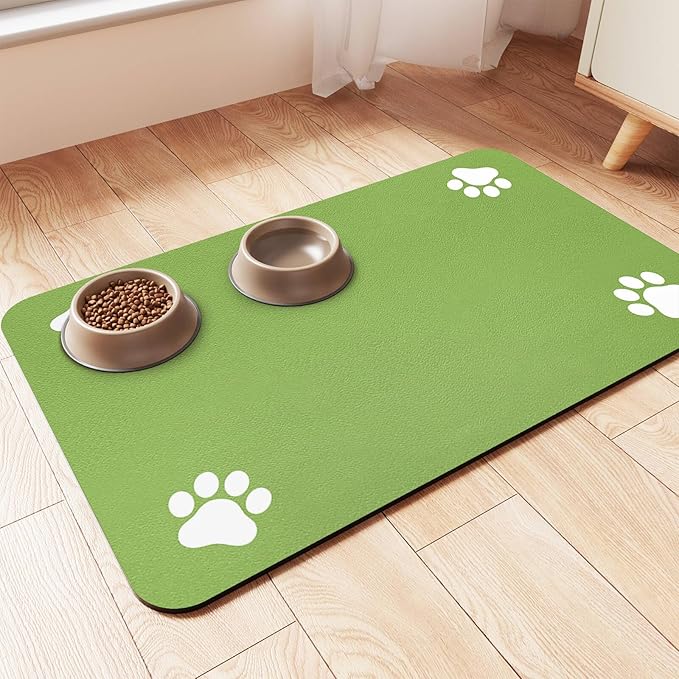 Pet Feeding Mat-Absorbent Pet Placemat for Food and Water Bowl, with Waterproof Rubber Backing, Quick Dry Water Dispenser Mat for Dog and Cat (24"x16"