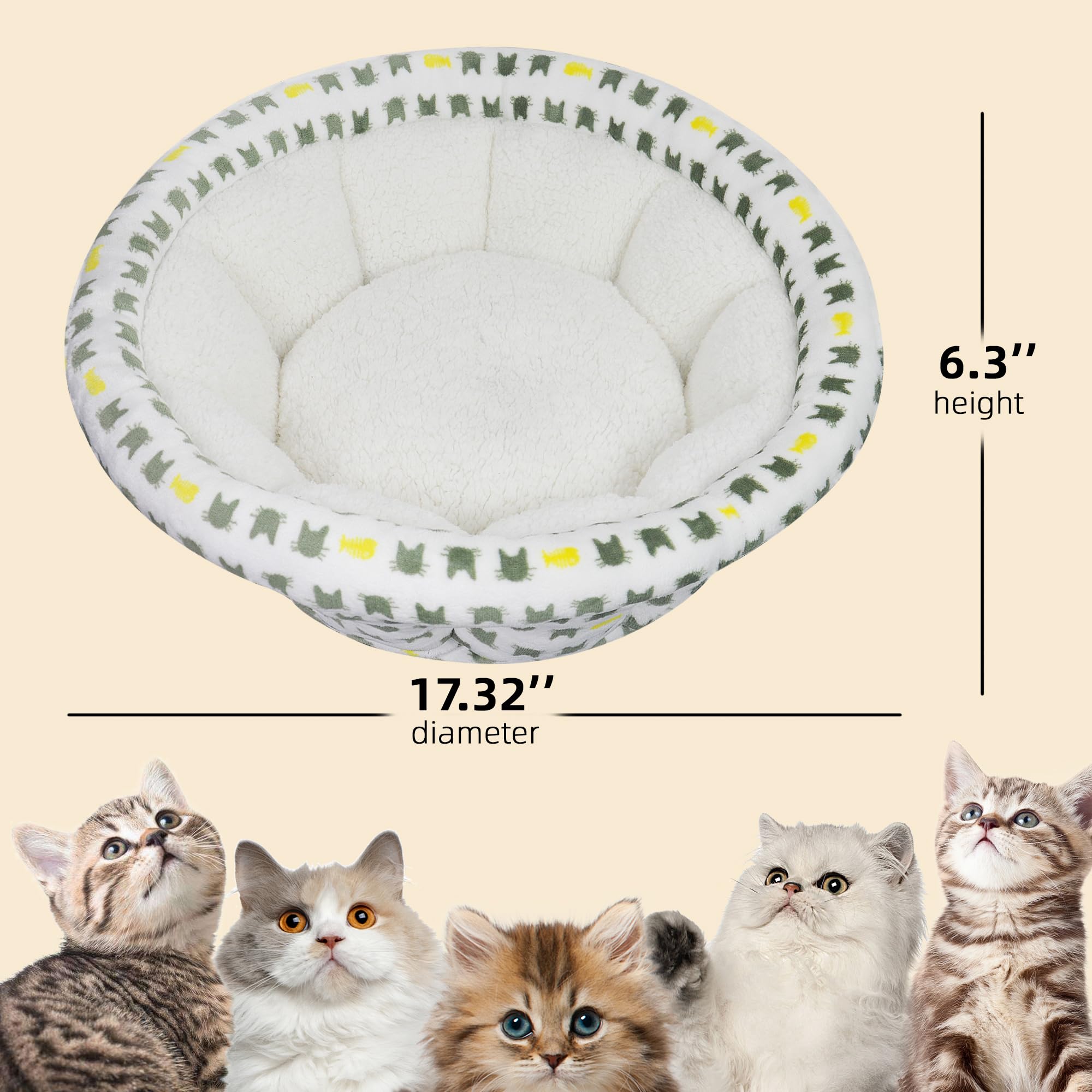 AIWIKIDE Super Soft Small Dog & Cat Bed, Anti-Anxiety Puppy Cuddler, Cozy Round Fluffy Plush Pet Bed, Machine Washable Faux Fur Donut Cuddler