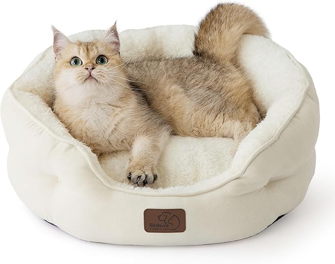 Bedsure Small Dog Bed Washable,Round Cat Beds for Indoor Cats