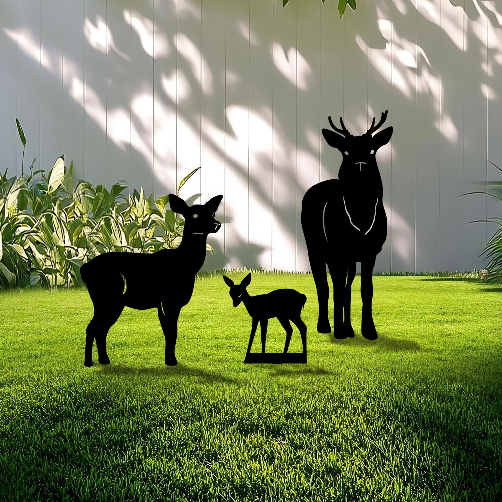 Yonisun 3 Pack Deer Metal Garden Decorative Stakes, Weather Proof Silhouette Statues for Yard, Patio,Outdoor Decor for Deer Lovers and Pet Owners