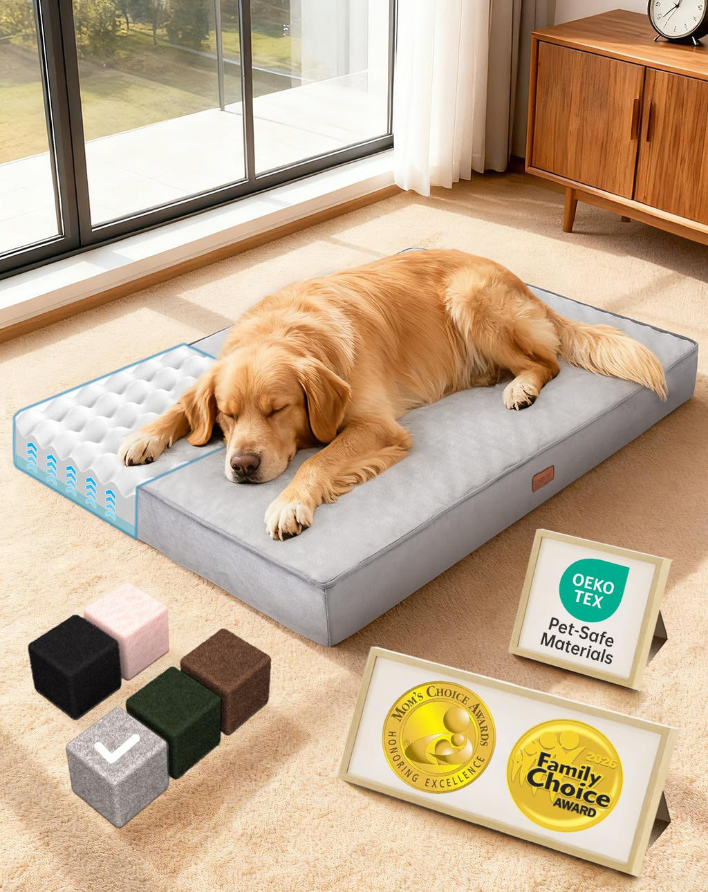 OhGeni Orthopedic Waterproof Large Dog Bed, Memory Foam, 41 inch(Gray)