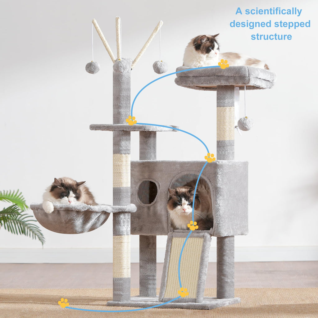 Hey-brother Cat Tree Tower with Removable Toys, Scratching Posts, MPJ008SW