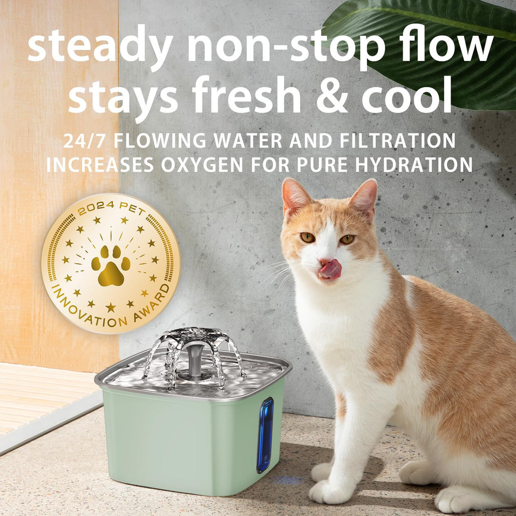 Veken Innovation Award Winner Stainless Steel Cat Water Fountain, 108oz