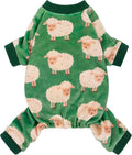 Fitwarm Funny Sheep Dog Pajamas, Warm Winter Dog Clothes for Small Dogs Boy Girl, Cozy Pet Onesie with Feet, Green, White, Medium