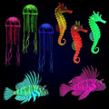 Patelai 8 Pcs Glow in The Dark Jellyfish Aquarium Decorations 8 Pcs Silicone Floating Fake Fish Tank Decor Set with Lionfish Seahorse Floating Aquarium Decor (Dreamy Color)
