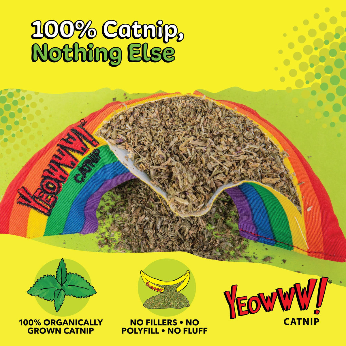 Yeowww! Catnip Rainbow Toy for Cats - Colorful Arch Shape - Durable Cotton Twill - Made in the USA - Stuffed with Organically Grown Catnip
