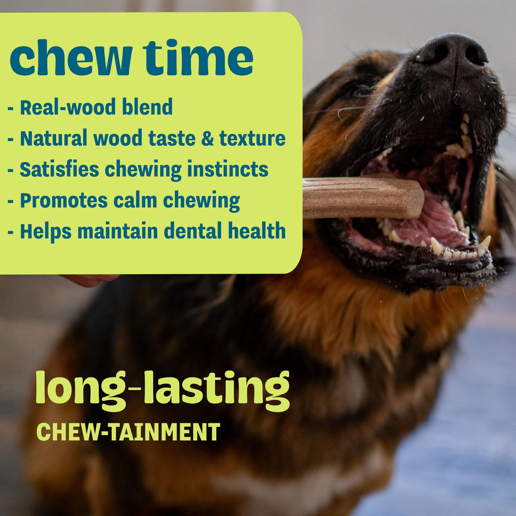 Pupstages Super Dogwood Dog Chew Toy, Made in the USA, Real-Wood Blend, NaturalWood Flavor & Texture, Moderate Chewers, Large, 11"