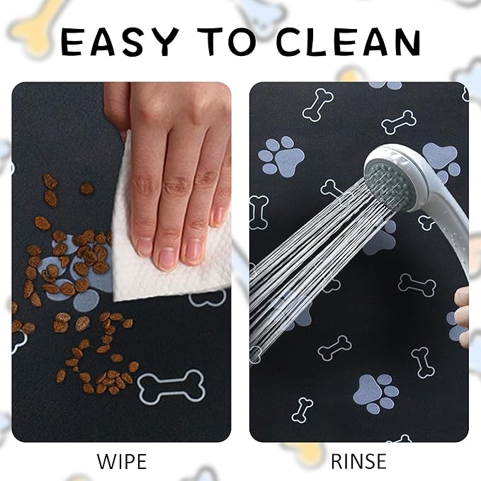 Pet Cat Dog Food Mat Non Slip Mat for Dog Water Bowl Mat Quick Dry Absorbent Cat Feeding Mat, 32 * 17 in, Brown