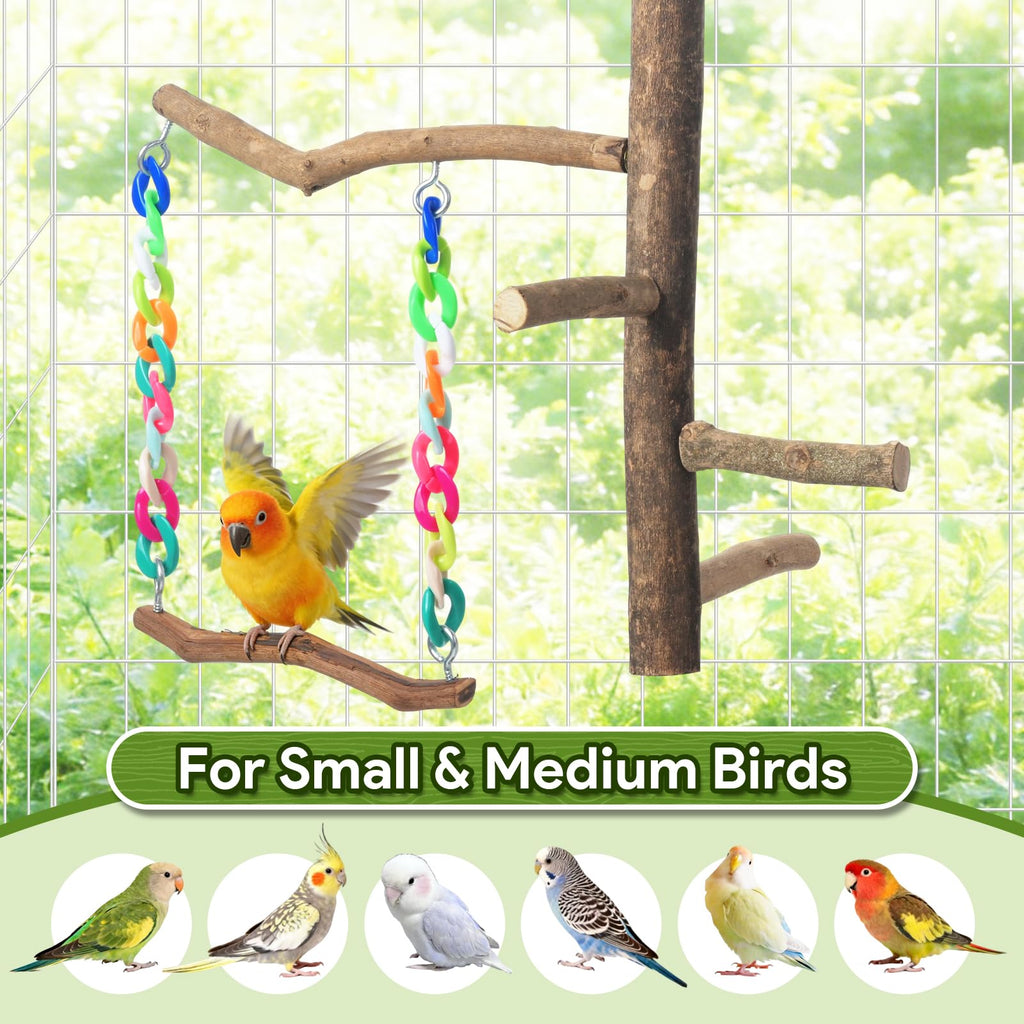Matutinus Bird Toys, Bird Swing Toys with Perch Stand, Cage Accessories for Budgies, Parakeets, Cockatiels & Other Small Birds