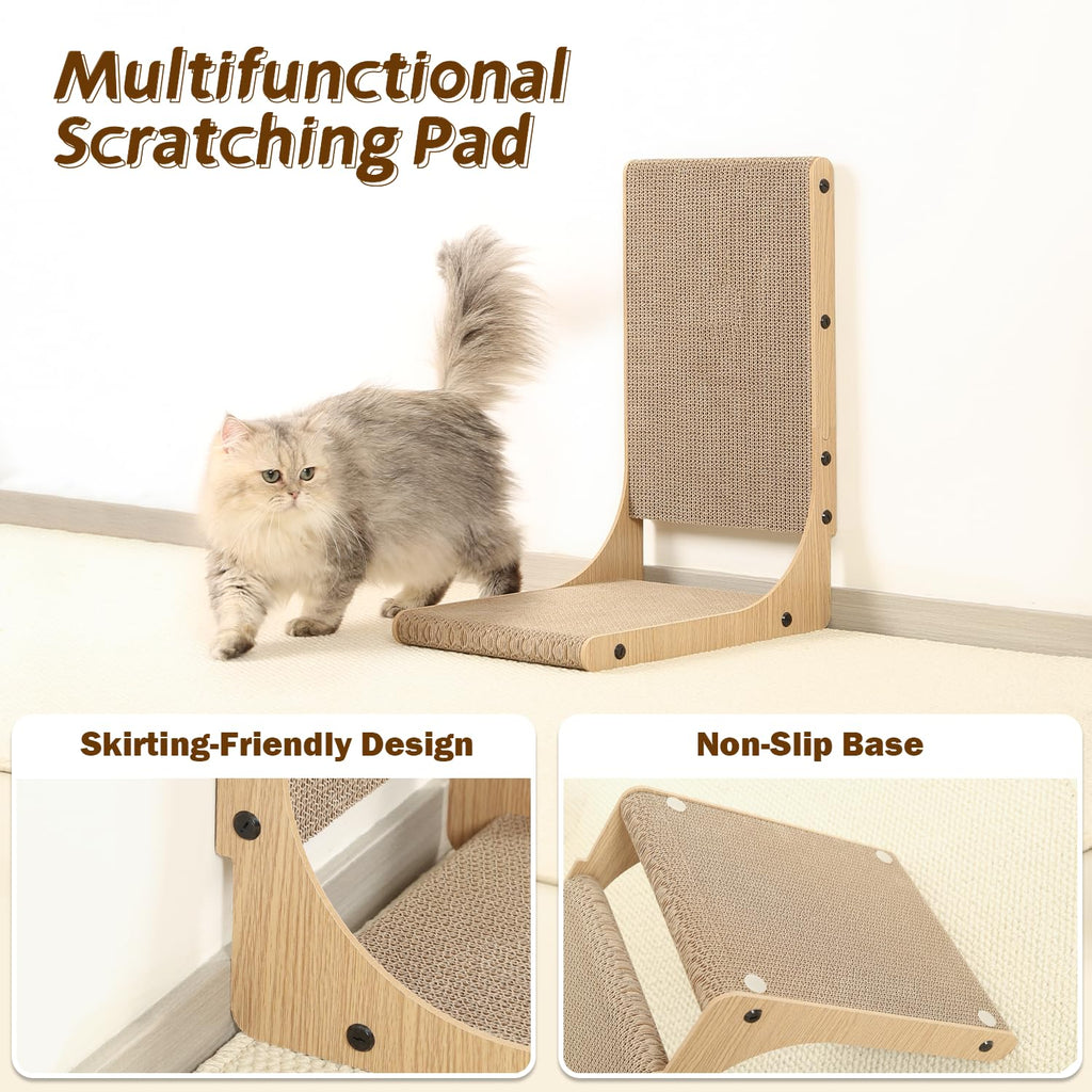 Zakkart 2-Pack Cat Scratching Board, 19.7'' Tall Cardboard L Shape Vertical Cat Scratchers for Indoor Cats, Cat Scratching Post for Wall and Couch, Medium