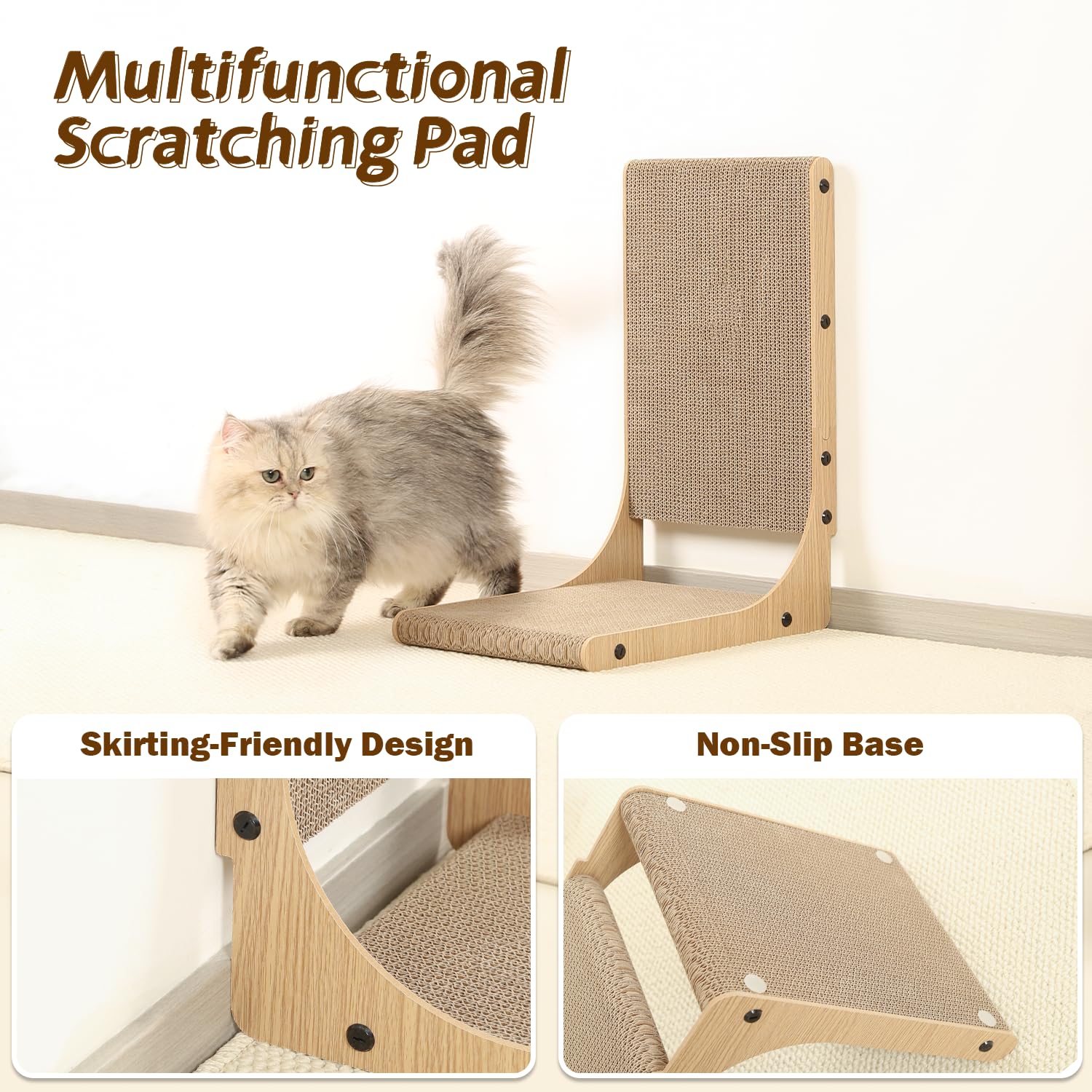 Zakkart 2-Pack Cat Scratching Board, 19.7'' Tall Cardboard L Shape Vertical Cat Scratchers for Indoor Cats, Cat Scratching Post for Wall and Couch, Medium