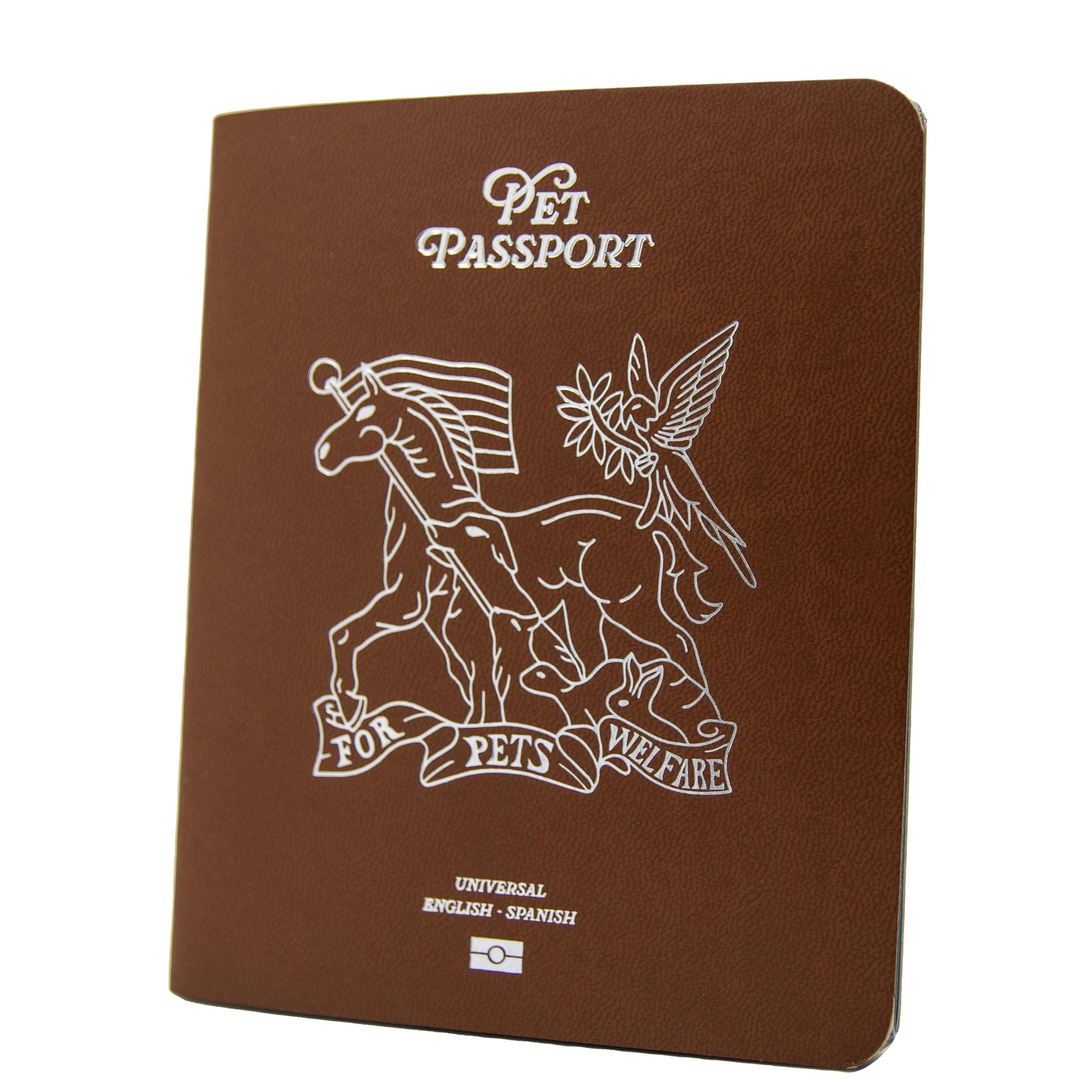 United Pet Club Color Premium PU Leather stitch-sewn Pet Passport Medical Record for Pet Health and Vaccination English + Spanish for Cat, Dog, Puppies and Kittens (Light Brown, Single)