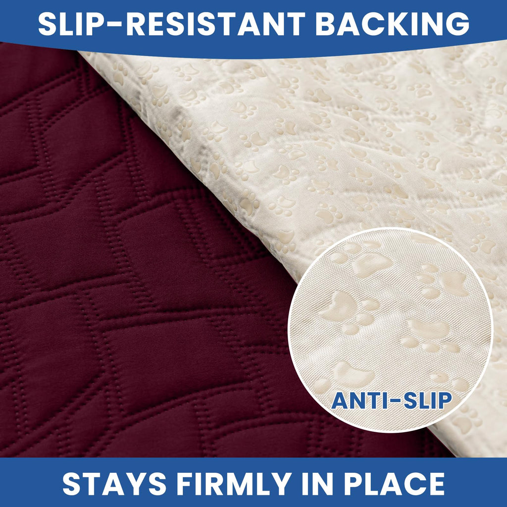 Waterproof Dog Blanket, Non-Slip Soft Pet Bed Cover, Couch Cover for Dogs Washable, Protects Sofa, Furniture, Crate, Car, Tear Resistant Leakproof Pet Blanket Christmas (68x82 Inch, Burgundy)