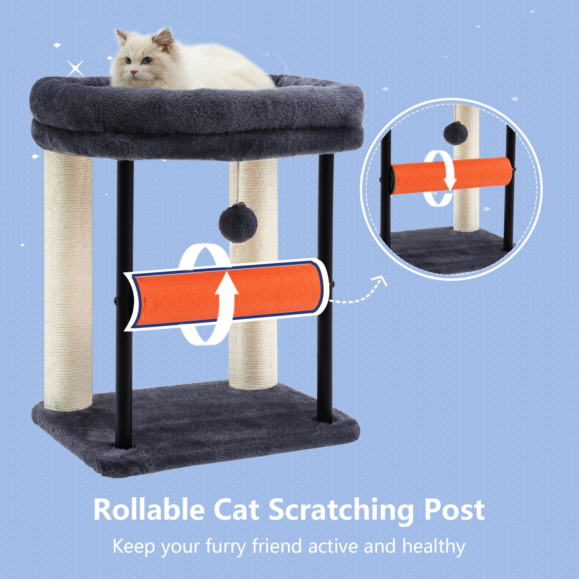 Hey-brother Cat Tree, Sturdy Tower with Sisal-Wrapped Columns, MPJ010SG