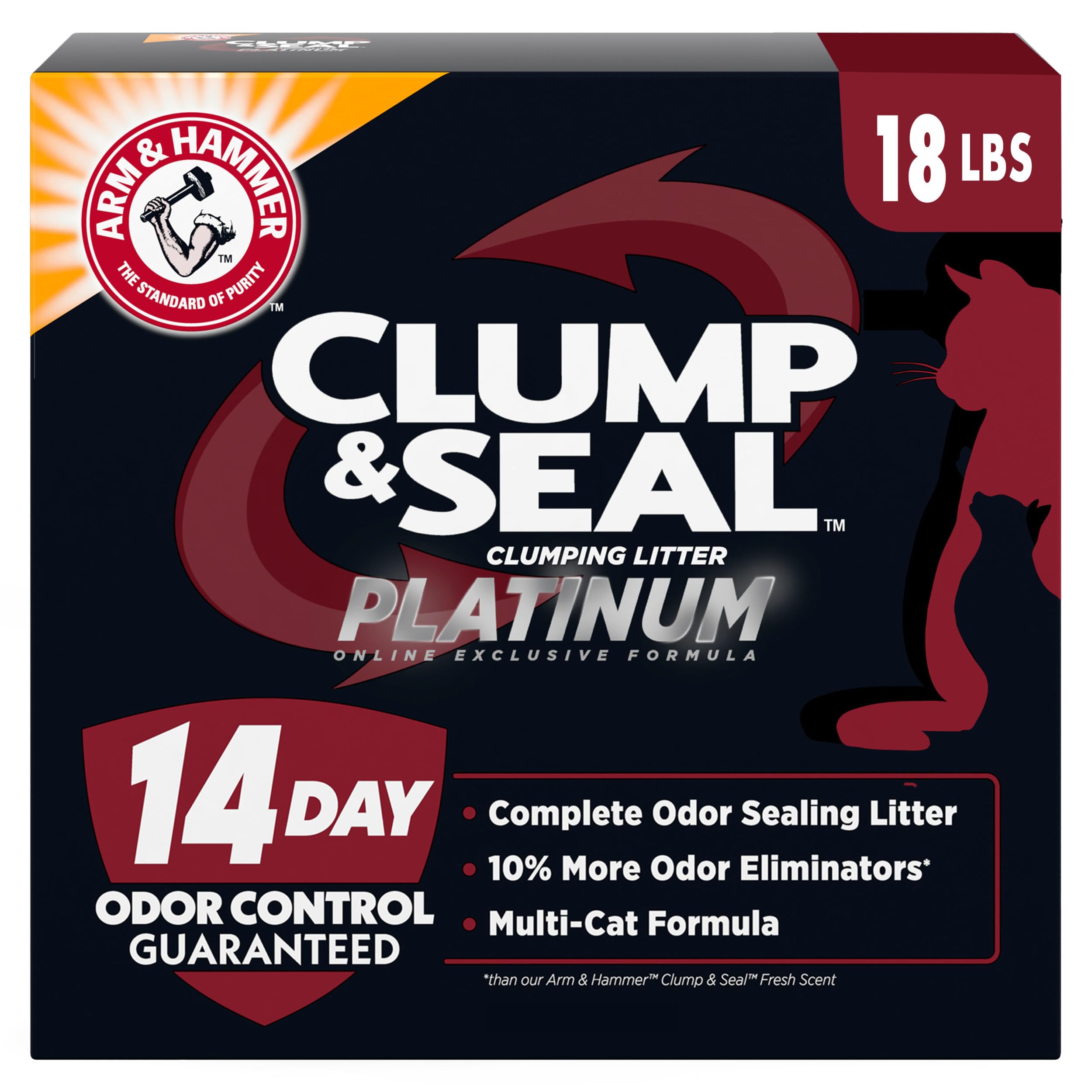 ARM & HAMMER Slide Platinum Easy Clean-Up Clumping Cat Litter, 18 lbs