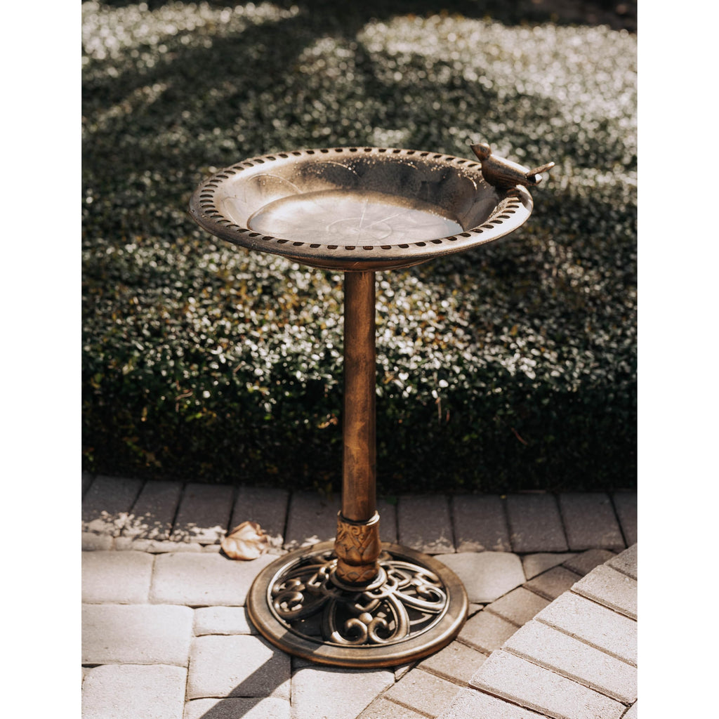 BACKYARD EXPRESSIONS PATIO · HOME · GARDEN 912449-WB Outdoor Garden Bird Bath- Bronze- Weather Resistant Polyresin-30 Inch-Backyard Expressions