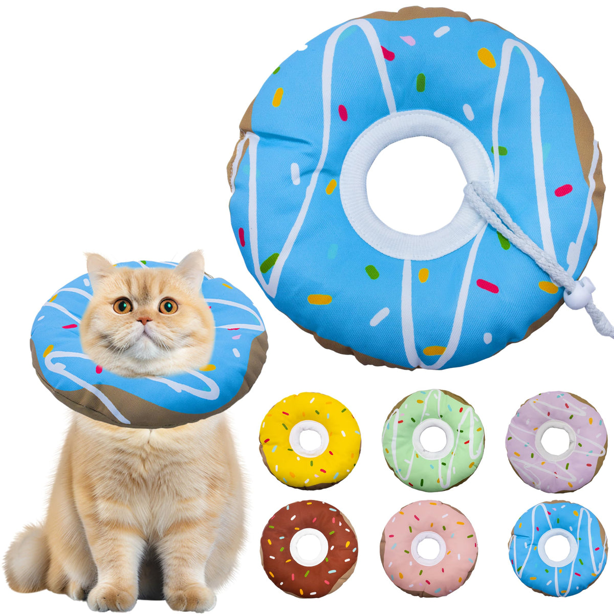 Seyezo Cat Cone Collar Soft, Adjustable Cat Recovery Cone, Orange, Small
