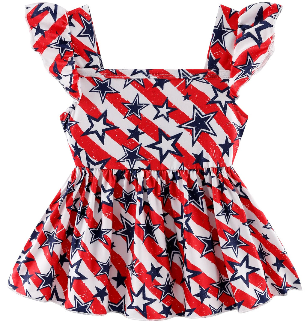 Girls 4th of July Clothes Baby Girls Independence Day Outfit American Flag Shirt+Stars and Stripes Pants Kids Patriotic Clothes Flag Shorts Sets Size 6t/6933