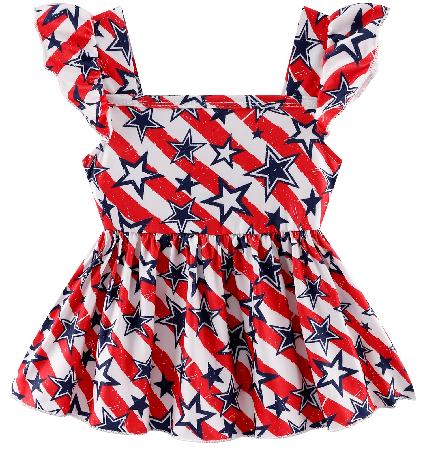 Girls 4th of July Clothes Baby Girls Independence Day Outfit American Flag Shirt+Stars and Stripes Pants Kids Patriotic Clothes Flag Shorts Sets Size 6t/6933