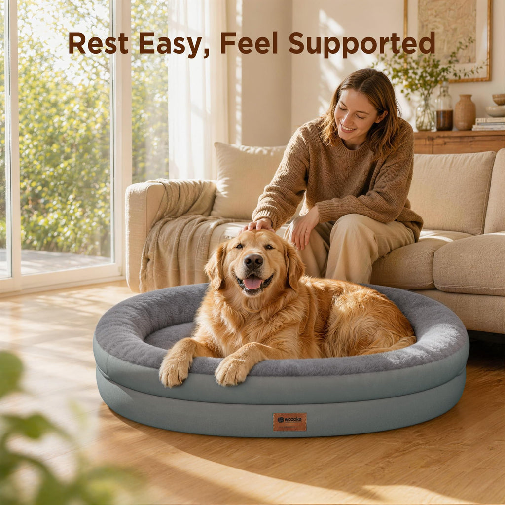 WOZOKE Waterproof Orthopedic Dog Bed for Medium Dogs, Grey
