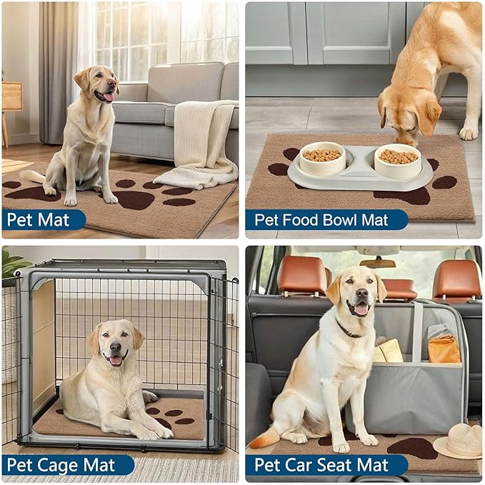 Buganda Dog Door Mat for Muddy Paws, Absorbent Dirt Trapper Washable Indoor Doormats, Non Slip Low-Profile Mud Mat for Dogs, Front Entrance Doormat for Inside Floor (59x35 Inches, Beige)