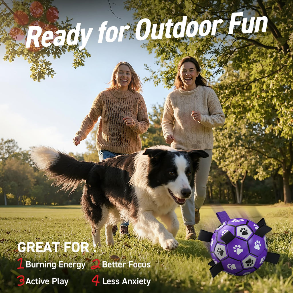 QDAN Dog Toys Soccer Ball with Straps - Dog Water Toy, Puppy Birthday Gifts, Durable Dog Balls for Small Medium Dogs （6 Inch）