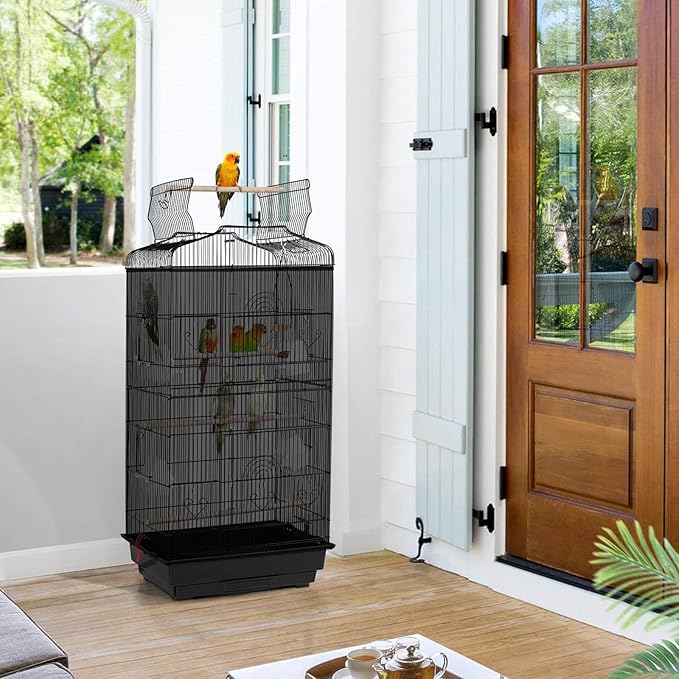 Large Bird Cage Seed Catcher Skirt, Parrot Parakeet Macaw Cover Black
