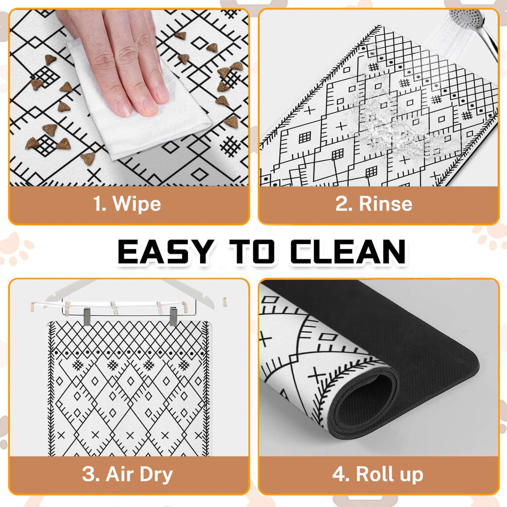 Absorbent Pet Dog Bowl Mat for Food and Water, Pet Cat Food Feeding Mat with Non Slip Rubber Backing, Dog Food Mats for Floors Waterproof, 24"x32"