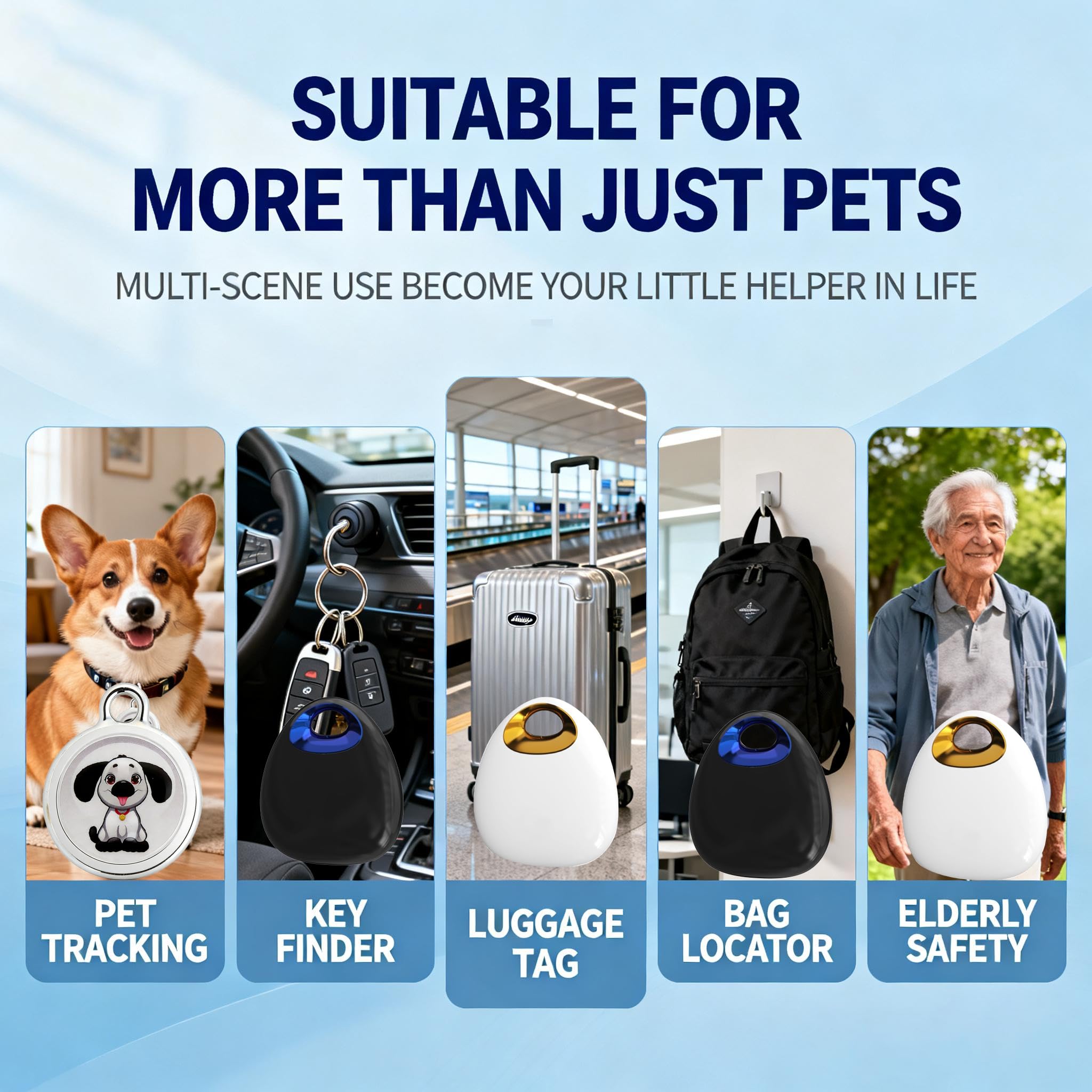 LFNOONE GPS Pet Tracker with Apple Find My Network, Android Compatibility, Real-Time Location Tracking, Water-Resistant (DINGWEIQI02)