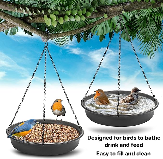 CARGEN Hanging Bird Bath Bowl - Window Bird Water Feeder Tray for Outdoors