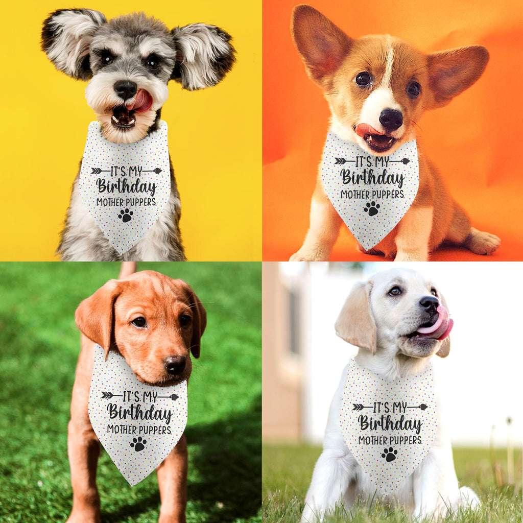 It's My Birthday Mother Puppers White Dog Bandana Birthday Gifts for Dogs Photo Prop Party Supplies Puppy Dog Pet Bandanas Pet Scarf Accessories for Dog Mom